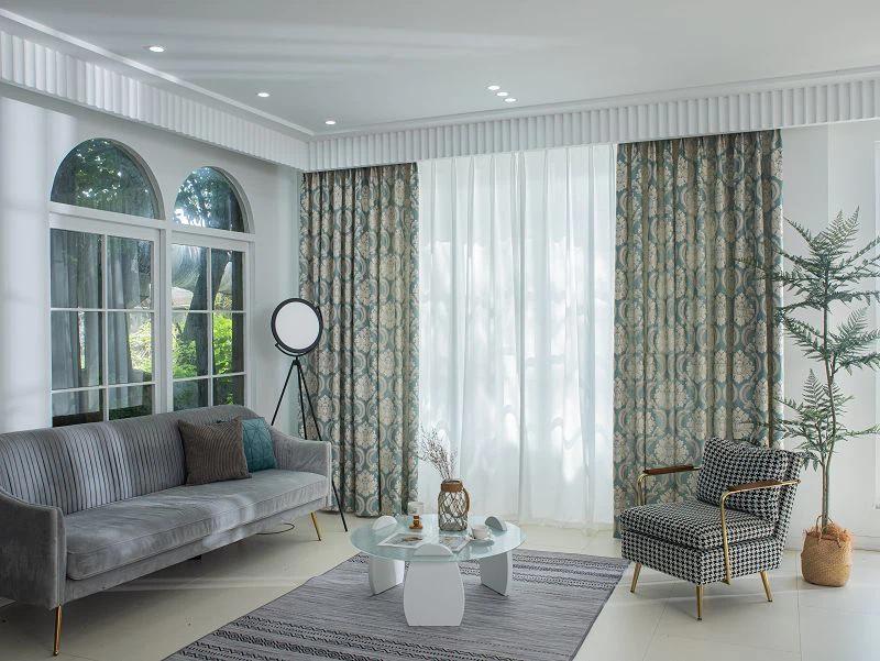 Gullþráður evrópskt blómagardínuefni