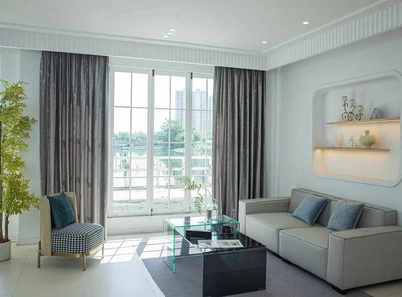 Holland Velvet fortjald með eldingarmynstri og silfurpappír