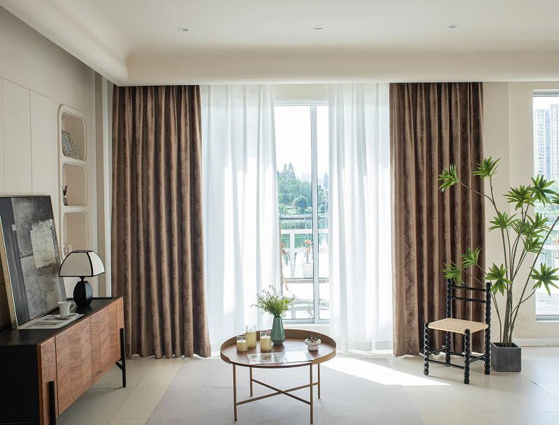 Flauelsgardín með marmaramynstri og lagskiptum